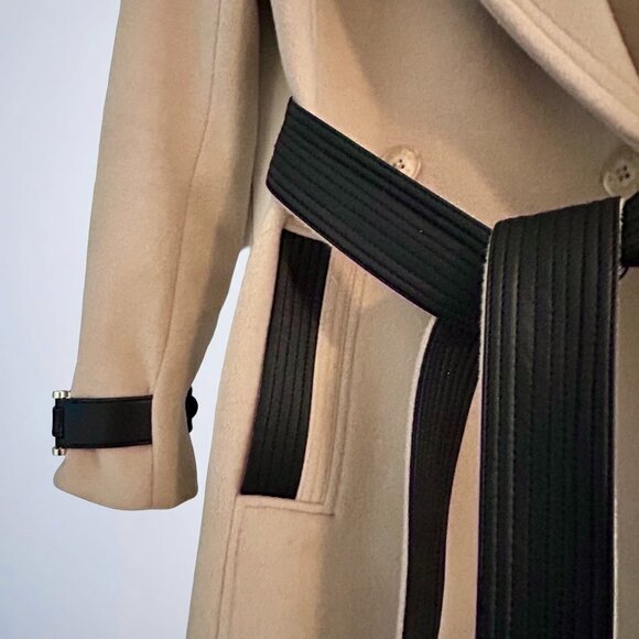 Marciano for Guess Camel Cream Wool Trench Coat XS – Chic Fall Winter Wrap Style - Picture 5 of 7